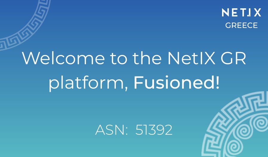 Bem vindo à plataforma NetIX GR, Fusioned!